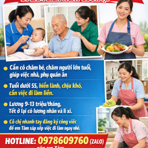 EM ĐANG CẦN TÌM GẤP 10 CÔ GIÚP VIỆC ĐI LÀM LIỀN NGAY LUÔN Ạ