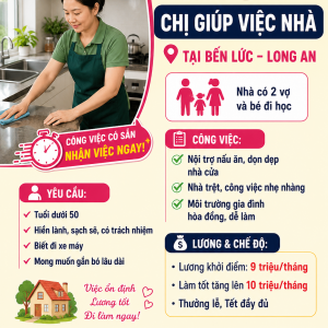 Tìm Gấp Chị Giúp Việc Nhà Tại Bến Lức Long An : 0978609760 ( Có Zalo)
