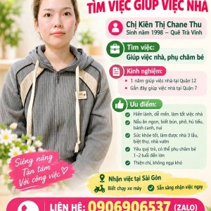 CHỊ QUÊ MIỀN TÂY HIỀN LÀNH CHỊU KHÓ TÌM VIỆC GIÚP VIỆC NHÀ : 0906906537