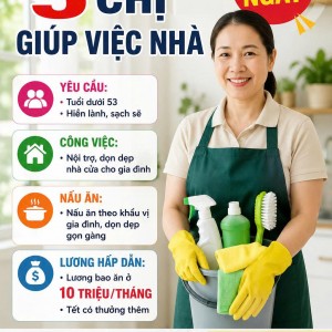CẦN TUYỂN GẤP 5 CHỊ GIÚP VIỆC NHÀ : 0978609760 ( có zalo)