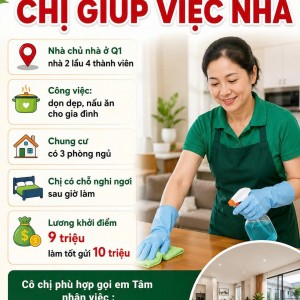 Cần tuyển chị giúp việc nhà : 0978609760 ( Có zalo)