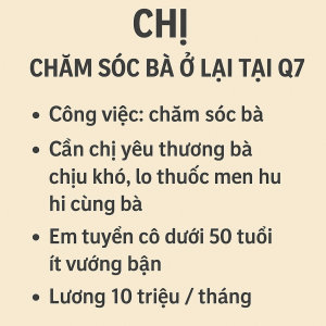 Em đang cần chi chăm sóc bà ở Lại tại Q7