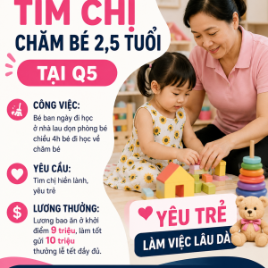 TÌM CHỊ CHĂM BÉ 2,5 TUỔI TẠI Q5 : 0978609760 ( có zalo)